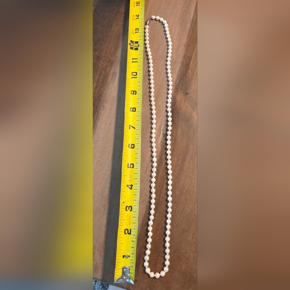 SET OF TWO VINTAGE ANTIQUE FAUX PEARLS STERLING 925 CLASPS  28 IN AND 22 IN - Picture 3 of 6